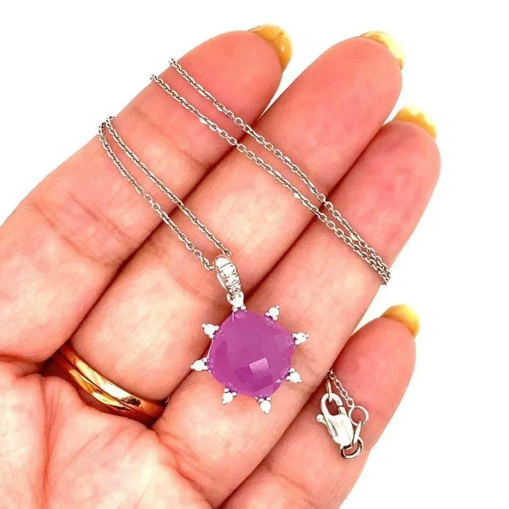 14k Purple Gem/Diamonds Necklace‎